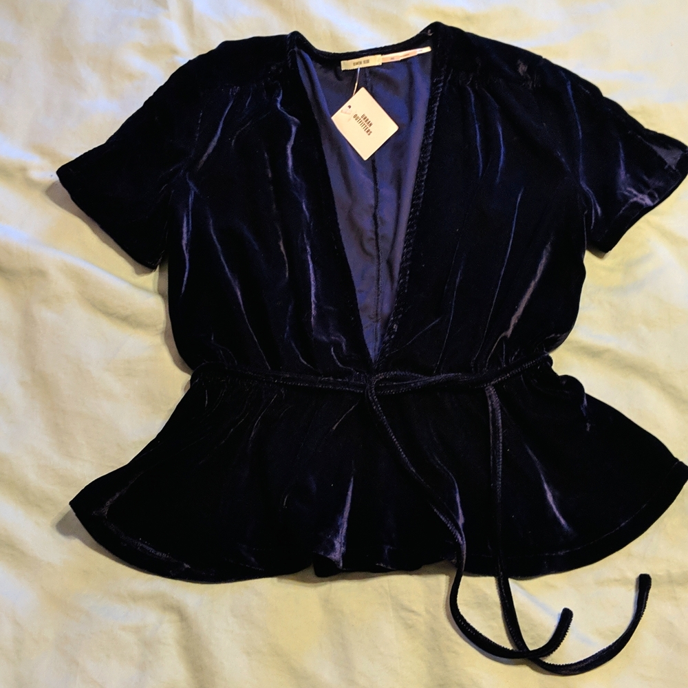 Urban Outfitters XS Midnight Blue Velvet Top